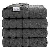 American Soft Linen Luxury 4 Piece Bath Towel Set, 100% Cotton Turkish Bath Towels for Bathroom, 27x54 in Large Bathroom Shower Towels, Dark Gray