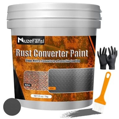 Rust Converter Paint Gray 35oz – 2-in-1 Rust Proof Paint & Metal Primer, Anti Rust Coating, Rust Prevention Coating, Car Rust Treatment, Metal Rust Inhibitor, Rust Remover for Auto & Tools