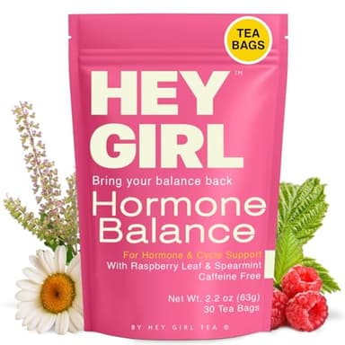 Hormone Balance for Women Tea with Spearmint, Red Raspberry Leaf, Chamomile, Ginger, Nettle - For PMS, PCOS, Perimenopause & Cycle Support - Herbal Hormonal Wellness Tea Bags