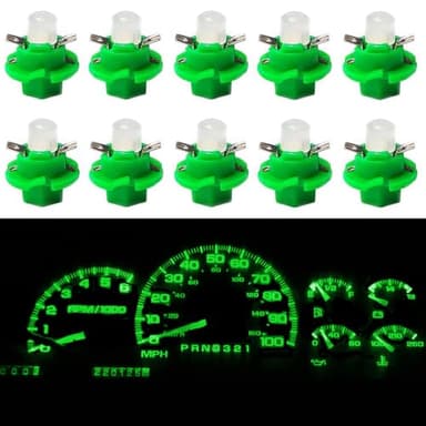 GLOFE 10Pcs T5 B8.4D 5050 Instrument led bulb Instrument Gauge Cluster Speedometer Dashboard Panel LED Light Bulbs Kit Replacement for 2002 2003 2004 2005 2006 Ram 1500 2500 3500, B8.4D Green Lights