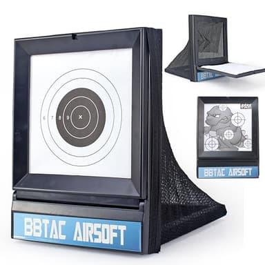 BBTac Airsoft Target with Trap Net Catcher, Stand and Paper Target, for Airsoft Gun Training Shooting BB Pellets Indoor Outdoor