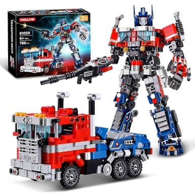 TIALLOW Transform Sets Robot Building Block Toys，2 in 1 STEM Robotics Transforming Truck Mech Building kit，Compatible with Lego，Christmas Birthday Gift for Adults Boys Age 8-12 (Blue)