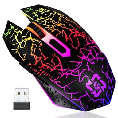 MELOGAGA Bluetooth Wireless Gaming Mouse, 2.4G Cordless RGB Rechargeable PC Game Mouse, Black