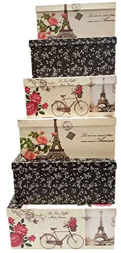 ALEF Paris Extra Large Nesting Storage Boxes - Set of 6 - Sturdy Cardboard, Décor & Gift Giving - 6 Box Sizes, Polka Dot