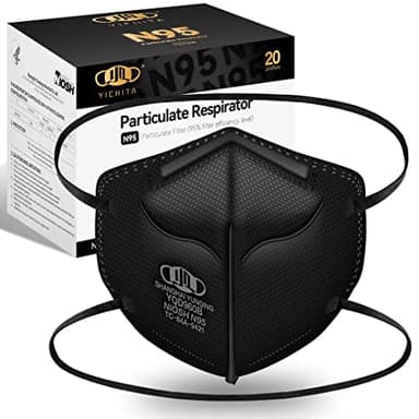 N95 Mask NIOSH Approved 20-Pack, Particulate Respirator N95 Face Masks Universal Fit - Individually Wrapped, Black