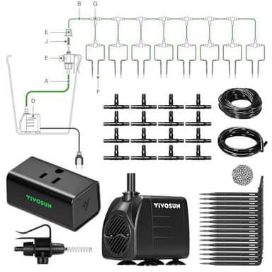 VIVOSUN Automatic Drip Irrigation Kit, Smart Watering System with 16 Drip Emitters, 4mm Fast Flow, App-Controlled A10 GrowHub, Quiet 15W Pump, Anti-Siphon & Filtered for Indoor & Outdoor Plants