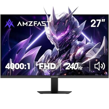 Amzfast 27 Inch 240Hz Gaming Monitor, FHD Fast VA Panel 4000:1 Contrast Computer Monitor with Speakers, HDMI DP Ports 125% sRGB VESA Support for Gmaing Office (One DP Cable Included, AMZG27F5 Pro)