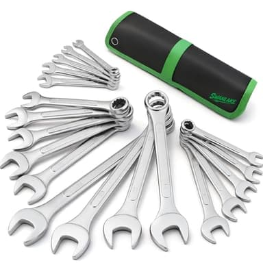 19-Piece Metric Combination Wrench Set, 6-24mm Standard Spanner Wrench Set, Mechanic Tool Sets with Rolling Pouch, Open End Wrenches for Household, Garage, Workshop, Auto Repairs
