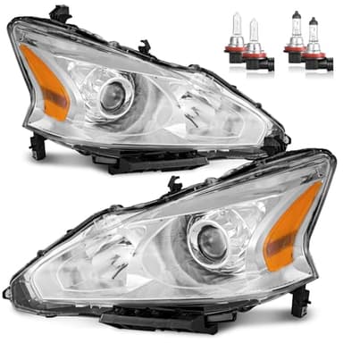 ROADEAL Headlights W/Bulbs for 2013 2014 2015 Nissan Altima 4-Door Sedan Halogen Headlamp Replacement Driver & Passenger Side (DOES NOT FIT XENON/HID)