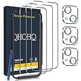 QHOHQ 3 Pack Screen Protector for iPhone 14 / iPhone 13 [6.1 Inch] with 3 Pack Tempered Glass Camera Lens Protector, Ultra HD, 9H Hardness,Case Friendly