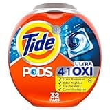 Tide 4-n-1 Ultra Oxi PODS Laundry Detergent Pacs, 32 Count, HE Compatible, Built in Pre-Treater for Stains