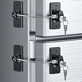 2 Pack Refrigerator Door Lock with Adhesive, No Tools Required, Child Proof Fridge Door Lock for Kids and Pets, Self Adhesive Latch for Freezer, Cabinets, Drawers, Air Oven, Windows (Patent)