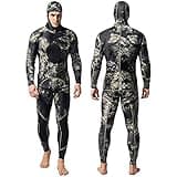 Nataly Osmann Camo Spearfishing Wetsuits Men 3mm /1.5mm Neoprene 2-Pieces Hooded Long Sleeve Scuba Diving Suit Full Body Keep Warm Snorkeling Suits…