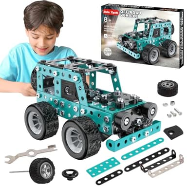 Jixin Xyzhi Buildable 3D Metal Engineering Kit 194-Piece STEM Set for Ages 8-16 Develops Logic Skills DIY Project Ideal Gift for Kids (Blue)