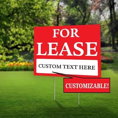 SignPro For Lease Yard Sign | For Lease CUSTOMIZABLE Yard Sign | For Lease Sign | 24" x 18" Corrugated Plastic Yard Signs with H Stakes | Double Sided (1)