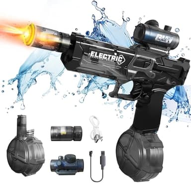 Trokiomi Super Electric Water Gun with Muzzle Flash & Recoil Effect, Powerful 480CC High Capacity Automatic Squirt Guns Up to 32 FT Range for Swimming Pool Party Beach Outdoor Activity