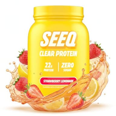 SEEQ Clear Whey Isolate Protein Powder, Strawberry Lemonade - 22 Servings, 22g Protein Per Serving - 0g Lactose, Sugar-Free, Keto-Friendly, Soy Free - Juice-Like Protein, Post-Workout