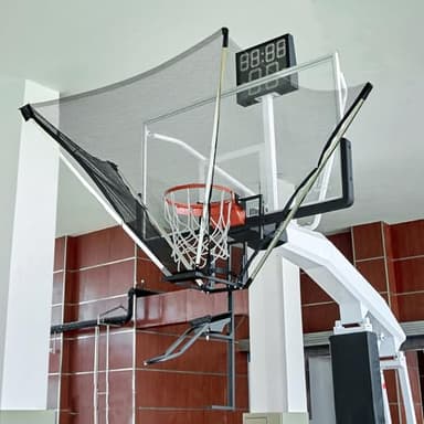 Basketball Shot Trainer with 180° Rotating Return Chute, Basketball Rebounder Net Return System, Suspended Shooting Machine for Training