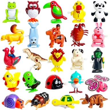Baaxxango 24 Pcs Wind Up Toys Assorted Animals Bulk Flipping Walking Jumping Clockwork Toy,Wind Up Animal Party Favors Toy for Birthday Birthday Party Favors,Classroom Prizes,Treasure Box