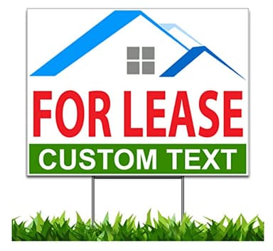CUSTOM For Lease 18x24" Yard Sign, Double Sided, Metal Stake Included, by Moonlight4225