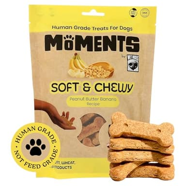 Wet Noses Moments Soft & Chewy Dog Treats – All-Natural, Human-Grade, Non-GMO, Healthy Training & Delicious Snacks for Dogs, for All Dog Sizes & Breeds – Peanut Butter & Banana, 10oz (Single Pack)