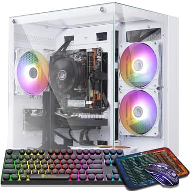 Prebuilt Gaming PC Desktop Computer,Intel Core i5（up to 3.6GHz）,RX550 Graphics Card with 4GB GDDR5 Video Memory,16GB RAM, 512GB NVME SSD,WiFi5,RGB Fan x4 Windows 11