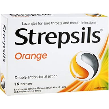 Strepsils Throat Lozenges Orange 16 Pack