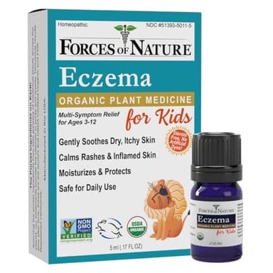 Forces of Nature Eczema Control for Kids, Sensitive, Dry and Itchy Skin Relief, Steroid-Free Skin Care for Flare-Ups, Eczema Treatment for Kids, Organic Homeopathic Medicine, Fast-Acting, 0.17 FL OZ