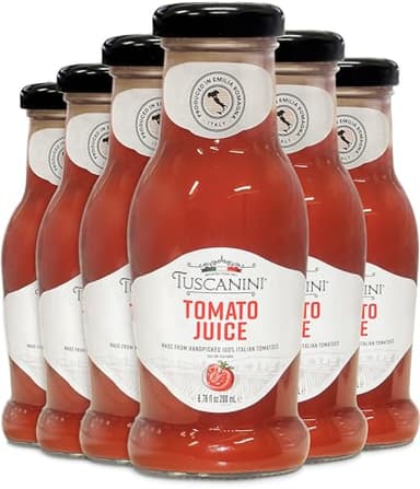 Tuscanini Premium Italian Tomato Juice, 6.76 oz (6 Pack) | Low Sodium Tomato Juice | Great for Cocktails | Non GMO Verified