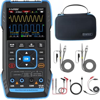 FNIRSI 2C53T Upgraded Handheld Oscilloscope, 50MHz Bandwidth, 3IN1 Digital Oscilloscope Multimeter DDS Generator, 250MS/s Sampling Rate, 19999 Counts, Voltage, Current, Capacitor, Resistor, Diode Test