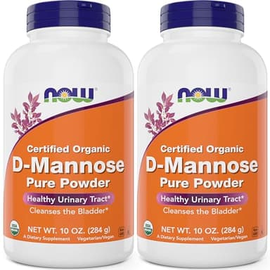 NOW Foods Pure, Organic D-Mannose 10 oz Powder (Pack of 2) - Bladder Cleanse and Urinary Tract Health Supplement - Non-GMO - Vegan Friendly - 2000mg / 2 Grams per Serving