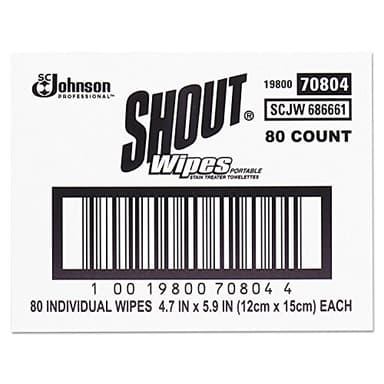 Shout Wipe & Go Stain Remover Wipes, 80 Count
