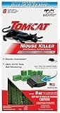 Tomcat Mouse Killer Child Resistant, Refillable Station with Clear Lid for Easy Monitoring, 1 Bait Station and 8 Refills