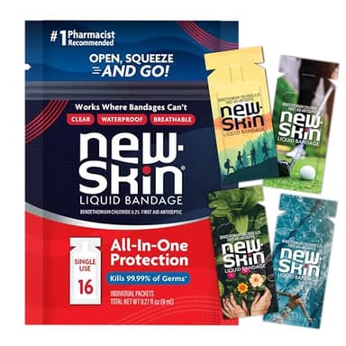 New-Skin Single Use Liquid Bandage Packets, 16-Ct, Antiseptic Bandages for Wounds, Waterproof for Minor Cuts and Scrapes