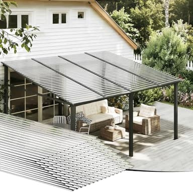 EVERECO 10 Pcs 3'FT x 2'FT x 0.05" in Clear Polycarbonate Roofing Panels, Splicable Corrugated Greenhouse Roof Sheets, UV Resistant, Waterproof Panels for Greenhouse, Sheds & Canopies