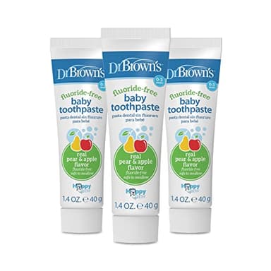 Dr. Brown's Fluoride-Free Baby Toothpaste, Infant and Toddler Oral Care, 1.4oz/40g, 0-3 Years, Apple Pear, 3-Pack