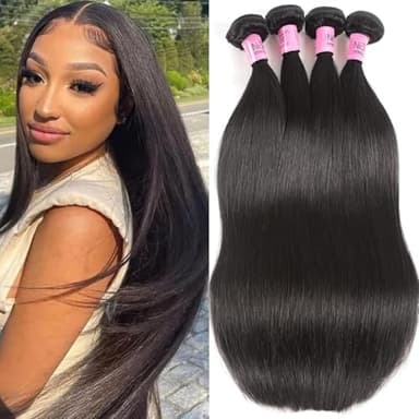 UNICE Hair 10A Malaysian Straight Human Hair 3 Bundles Unprocessed Virgin Human Hair Weave Extensions (16 18 20 inch)