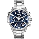 Bulova Men's Marine Star Series B Stainless Steel 6-Hand Chronograph Quartz Watch, Blue Dial Style: 96B256