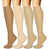 CHARMKING Compression Socks for Women and Men Circulation (4 Pairs) 15-20 mmHg is Best Support for Athletic Running Cycling (S/M, Multi 03)
