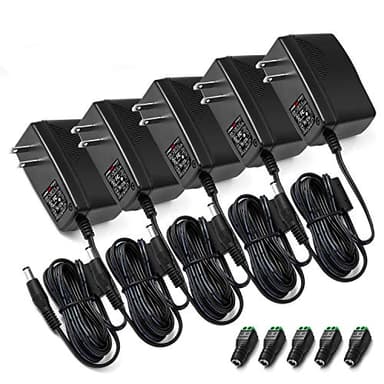 CHANZON 12V 2A UL Listed 24W AC DC Switching Power Supply Adapter (Input 100-240V, Output 12 Volt 2 Amp 24 Watt 6Ft Cord) Wall Wart Transformer Charger for DC12V CCTV Camera LED Strip Light (5-Pack)