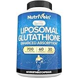 Nutrivein Premium Liposomal Glutathione Supplement 700 mg - 60 Caps - Pure Reduced Glutathione Setria - Master Antioxidant - Cell Protection, Cleansing, Liver, Brain, and Defenses