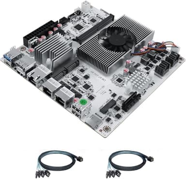 1 * 10G 2*i226-V 2.5G 3LAN NAS Motherboard 8*SATA3.0(2*SFF 8643) 2*M.2 NVMe 1*DDR5 PCI-E x4 Slot USB3.2+Type-C 10Gbp Soft Router ITX Mainboard M.2 E_Key WiFi HDMI/DP1.4 Supports 4K@60Hz (8P N150 NAS)