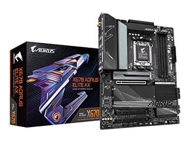 GIGABYTE X670 AORUS Elite AX AMD AM5 ATX Motherboard, Support Ryzen 9000/8000/7000 Series, DDR5, 8+8 Power Phase, 4X M.2, PCIe 5.0, USB-C 3.2 Gen2x2, WIFI6E, 2.5GbE, EZ-Latch, Q-Flash, Smart Fan 6