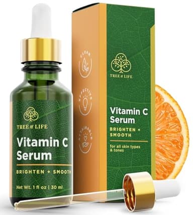 Tree of Life Beauty Vitamin C Skin Care Set, Skin Brightening Face Oil for Dark and Age Spots, Facial Serums for Dry and Sensitive Skin with Hyaluronic Acid & Vitamin E for Soft Smooth Skin, 1 Fl Oz