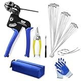 Stainless Steel Cable Tie Gun Kit with 150PCS Ties - Special Tool for Fastening and Cutting Metal Cable Ties- Ideal for Chain Link Fence, Dog Fence, Chicken Wire, Outdoor Fencing