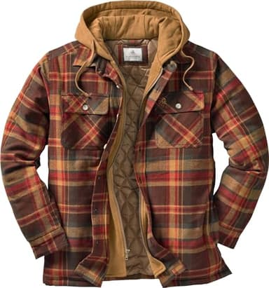 Legendary Whitetails Men's Maplewood Hooded Shirt Jacket (Large, Maplewood Brown Plaid)