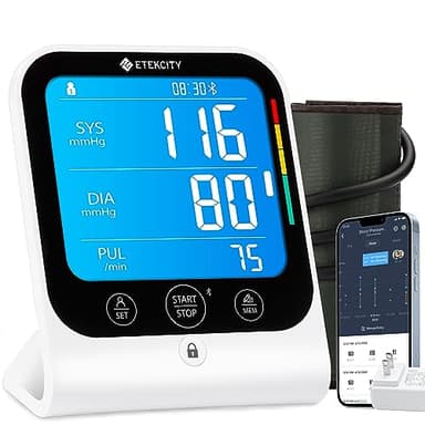 Etekcity Bluetooth Blood Pressure Monitor, FSA-HSA Eligible, Smart Upper Arm Automatic BP Machine with App, Wide Cuff 8.6"-16.5", Irregular Heartbeat Detection,Home Medical Diagnostic Kit Wearables