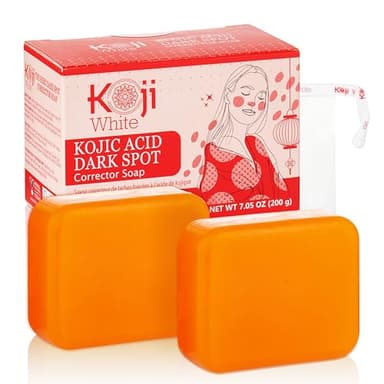 Koji White 4% Kojic Acid Dark Spot Corrector Soap for Sensitive Skin - Moisturizes with Vitamin C, Licorice Root Extract, Hydrating & Even Tone Cleansing Bar for Face & Body, Vegan, 3.52 Oz (2 Bars)