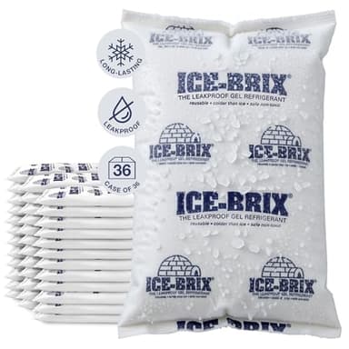 Polar Tech Ice Brix Leakproof Long Lasting Reusable Cold Packs Food-Safe Gel Ice Packs for Coolers & Shipping 8oz IB 8 (Case of 36)