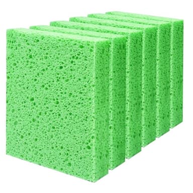 Cellulose Sponges, Large Size 4" x 6" x 1" - Heavy Duty Scrub Kitchen Sponge, Clean Tough Messes Without Scratching Kitchen Cleaning Pads, Pop Up Eco DIY (6 Pack), Green